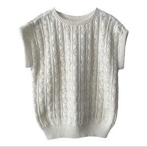 Handmade Cable Knit Beige Sweater Vest Womens Large